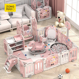 <span class=keywords><strong>Corralito</strong></span> Moderno Económico para Interiores y Exteriores, Combinación de Valla de Plástico HDPE con Tobogán y Columpio para Bebés y Niños Pequeños - Product Image 1