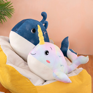 Juguete de peluche de <span class=keywords><strong>ballena</strong></span> supersuave de un <span class=keywords><strong>cuerno</strong></span> Serie de Animales Marinos Transfronterizos Muñeca Regalo de cumpleaños Almohada Tipo de oso - Product Image 4