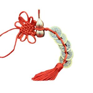 AA01560 Décoration Noeud Chinois Pièces Chanceux Gland Pendentif Suspendu Feng Shui Antique Cinq Empereur Argent Cuivre Ancienne Pièce Pendentif - Product Image 6