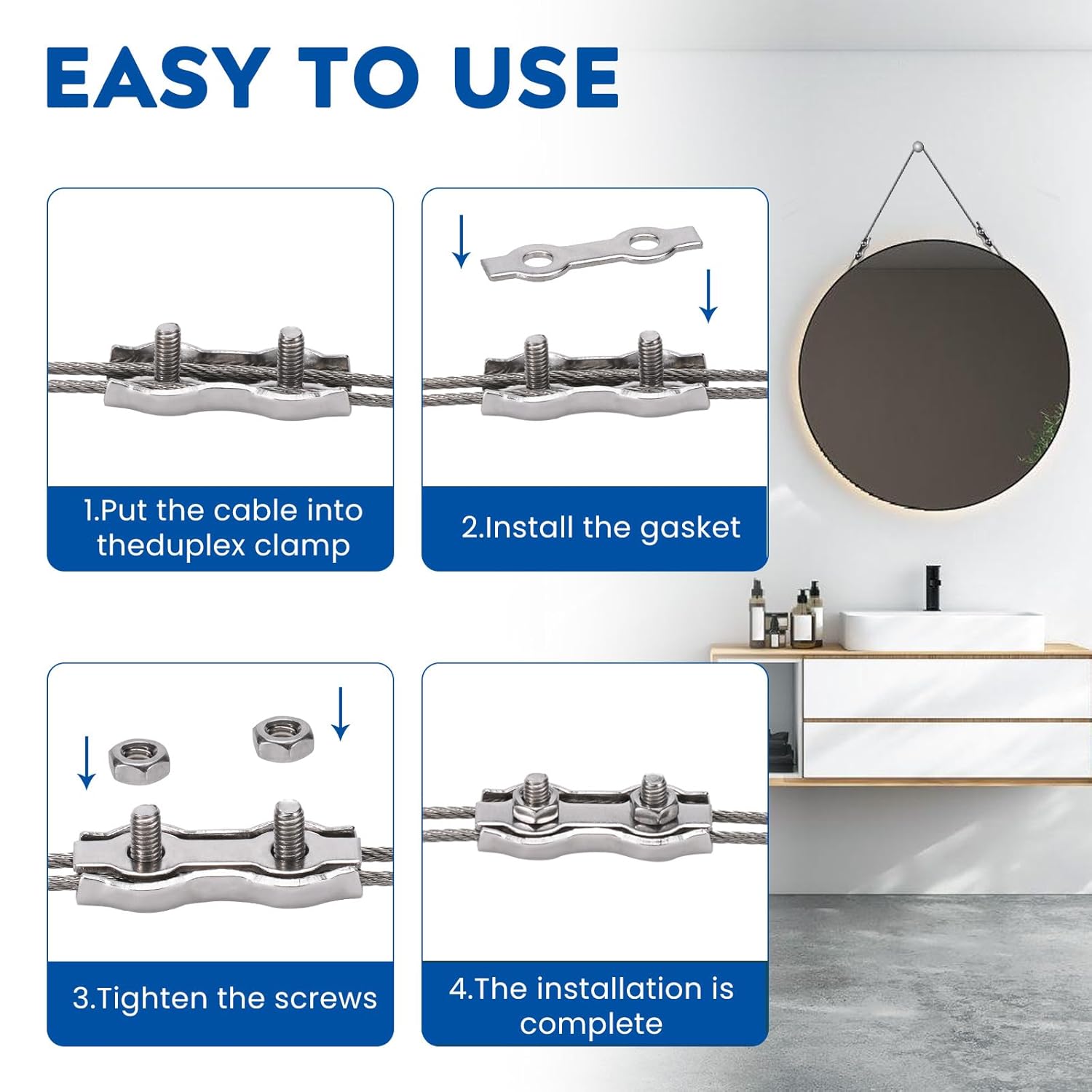 2 X 2mm STAINLESS STEEL DUPLEX WIRE ROPE GRIP Marine Yacht Boat Rigging - View #2