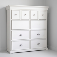 Commode en bois minimaliste moderne à 10 tiroirs - Meuble de rangement spacieux en finition blanc/noir polyvalente