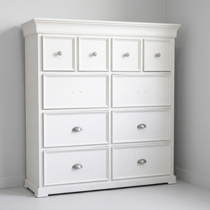 Commode en bois minimaliste moderne à 10 tiroirs - Meuble de rangement spacieux en finition blanc/noir polyvalente - Product Image 1