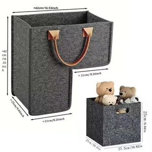 Công Suất Lớn Hiện Đại Cảm Thấy Đồ Chơi Lưu Trữ Giỏ Xách Tay Vuông Có Thể Gập Lại Hộ Gia Đình Tổ Chức Nhôm Cho Bẩn Giặt Lưu Trữ - Product Image 4