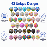 Joyeux Anniversaire - Ballon Rond en Aluminium de 18 Pouces - Décoration de Fête - Fournitures pour Enfants - Vente en Gros - Cadeau Gonflable Nouveauté - Célébration