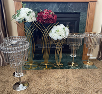 Décoration d'allée de mariage, support à fleurs en métal doré, guide de chemin