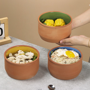OEM ODM Nuevo y Creativo Tazón <span class=keywords><strong>de</strong></span> Terracota para Cena, <span class=keywords><strong>Plato</strong></span> <span class=keywords><strong>de</strong></span> Barro Personalizado para Servir Ensaladas, Vajilla Redonda para Postres - Product Image 1