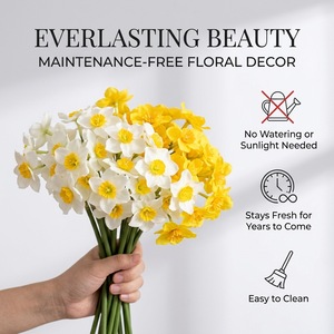 <b>Artificial</b> <b>Daffodils</b> Bouquet Yellow Plastic Fabric Wedding Decoration Home Ornament - Product Image 5