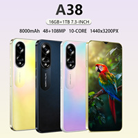 A38 Téléphone Mobile 5G LTE CDMA 7,3 Pouces 8000mAh 16GB 1TB Écran AMOLED 120Hz Débloqué Android 15 108MP HD Abordable
