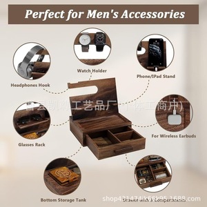 Wooden phone stand, simple and multi-functional watch, <b>glasses</b>, and key storage <b>rack</b>, lazy stand, wooden phone base - Product Image 3