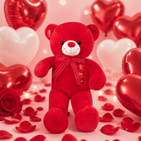 Boneka Beruang Merah Lucu dengan Bordir I Love You untuk Hadiah Valentine