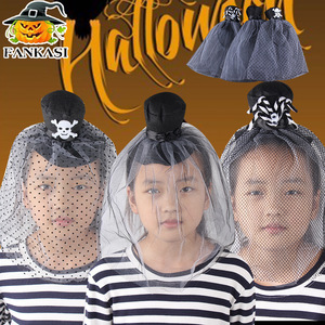 Diadema de malla de Halloween con velo de calabaza y telaraña, accesorio de disfraz para fiestas y disfraces. - Product Image 1