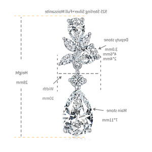 Pendientes de tuerca de moissanita con forma de pera plateados para mujer, tendencia de moda 2024, probados, 3CT, chapados en oro y rodio, engaste de garra - Product Image 6
