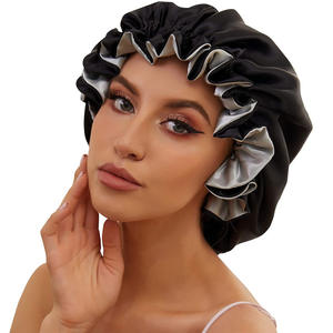 SOLPOP <span class=keywords><strong>Bonnet</strong></span> de nuit réversible en satin double couche pour femme, turban ajustable avec élastique - Product Image 2