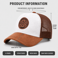 Casquette de baseball trucker respirante à 6 panneaux en maille texturée suède 100 % coton, broderie 3D, décontractée, unisexe, réglable, pour l'extérieur
