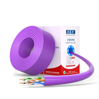 HKN 24AWG dalam ruangan lszh0, 52mm OFC 1000Mbps jaringan CAT5E dapat ditarik 1000ft UTP FTP luar ruangan Cat6 Cat5e 4 pasang