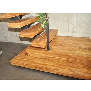 공장 가격 제조업체 내구성 슬립 계단 밟기 나무 유리 검은 난간 포스트 강철 척추 계단
