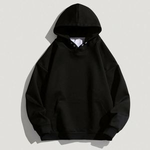 H5401 Wholesales Custom No String Button 400 GSM Polyester Hoodies <b>Drop</b> Shoulder Oversized Men's Hoodies - Product Image 4
