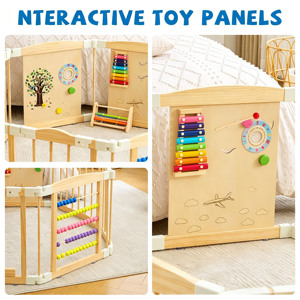 Parque infantil de madera maciza transpirable y plegable para bebés y niños pequeños, ideal para sala de estar, orgánico y natural, parque infantil grande de madera. - Product Image 4