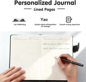 Carnet de notes personnalisé en cuir marron A5 avec couverture rigide, coffret cadeau avec stylo, fermeture magnétique, pour les affaires - Product Image 3