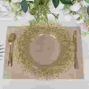 Nouvelles assiettes de présentation rondes en plastique transparent de 13 pouces, style européen antique, pour mariages et événements, avec bordure baroque en relief - Product Image 1
