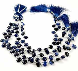 Cuentas de sodalita natural, piedra de forma ovalada lisa, joyería hecha a mano, venta al por mayor, hebras de piedras preciosas sueltas, cuentas de 6-9mm para la fabricación de joyas - Product Image 1