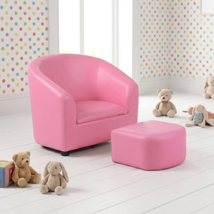 Diseño moderno para niños respetuoso con el medio ambiente madera de caucho/Pino ocio comodidad sofá individual Casual giratorio terciopelo acento barril silla otomana - Product Image 1