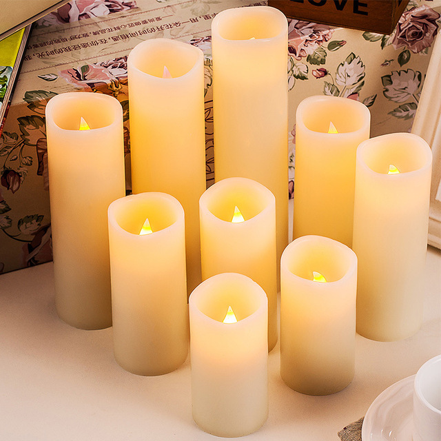 CE/Rosh 2*AA Battery Paraffin Real Wax USB Charge 18Keys Remote Operated LED Candle High Pillar Taper With Tears Wed Home Dec
