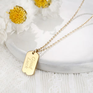 Collier en or 18K, pour femme, bijou, en acier inoxydable, Rectangle personnalisé, barre de gravure, cadeau, Amour - Product Image 3