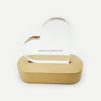 Base de lampe LED en bois en forme de cœur, plaque acrylique sentimentale pour anniversaire, remise de diplôme, Noël, cadeau