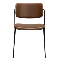 Chaise de salle à manger de cuisine en cuir brun élégante au design simple et antique avec cadre en métal
