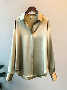 <span class=keywords><strong>Camicia</strong></span> da ufficio da <span class=keywords><strong>donna</strong></span> di qualità Vintage in raso <span class=keywords><strong>camicia</strong></span> <span class=keywords><strong>elegante</strong></span> da <span class=keywords><strong>donna</strong></span> a maniche lunghe camicie Casual top - Product Image 6