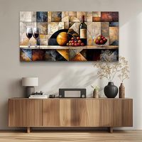 Grande Peinture à l'Huile Impressionniste Personnalisée sur Verre à Vin, Paysage Champêtre, Art Mural en Bois pour Salon, Bureau, Cuisine, Décoration Intérieure