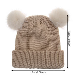 <span class=keywords><strong>Bonnet</strong></span> en <span class=keywords><strong>tricot</strong></span> solide pour garçon avec double pompon hiver chaud épaissir chapeau casquettes enfants enfants dépouillé thermique <span class=keywords><strong>tricot</strong></span>é chapeau - Product Image 6