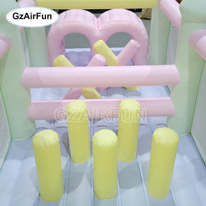 Parcours d'obstacles gonflable <span class=keywords><strong>de</strong></span> qualité commerciale couleur macaron avec toboggan, château gonflable en PVC pour enfants pour mariages, anniversaires et événements - Product Image 6