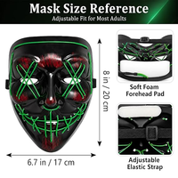 Topeng Neon Menyeramkan dengan Lampu EL Wire, Mode Menyala, untuk Dewasa, Cosplay, Pesta Rave, Hadiah Halloween, Topeng LED Menyala