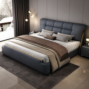 <span class=keywords><strong>Letto</strong></span> pneumatico in pelle con funzione portaoggetti personalizzabile testiera ricurva a ciuffo ricurva rivestita in <span class=keywords><strong>oro</strong></span> camera da <span class=keywords><strong>letto</strong></span> essenziale - Product Image 5