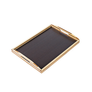 Retro bamboo imitation rattan <b>tea</b> <b>tray</b>, suitable for home use, coffee shops, bread and pastry storage, simple rectangular <b>tea</b> - Product Image 5