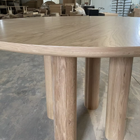 Table à manger ronde en bois massif de chêne moderne avec pieds cylindriques, meubles de salle à manger durables pour hôtel et atelier