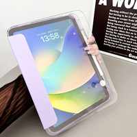 Housse de tablette rigide transparente avec support rotatif pour iPad 9e/8e/7e génération 10,2 pouces avec porte-stylet