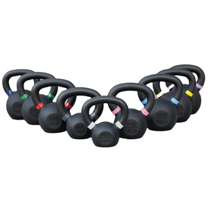 Kettelbell en fonte enduite de poudre SMARTFIT avec poignées larges Kettlebell d'entraînement physique avec anneaux colorés - Product Image 1