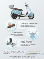 Scooter/cyclomoteur à essence 4 temps refroidi par air forcé EEC Euro 5 <50CC pour adultes, réservoir de carburant de 5,4 L, pour les trajets urbains