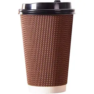 Alta qualidade Custom Design Hot Coffee 8 OZ 10 oz ripple parede papel copo descartável ripple parede café papel copo para bebida quente Takeaway copo