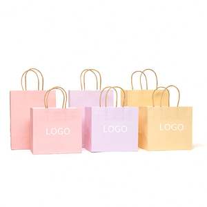 Sac en papier kraft imprimé personnalisé Blanc Brun Durable Style classique avec poignées pour les courses au supermarché et les cadeaux - Product Image 2