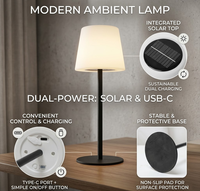 Lampe de table solaire d'extérieur sans fil à LED avec télécommande, 15 couleurs RVB, hauteur réglable, idéale pour les fêtes en extérieur, dans le jardin ou la cour.