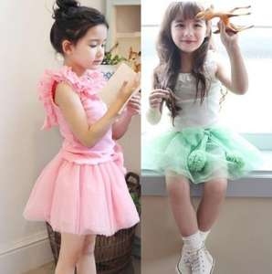 Ensemble de vêtements pour enfants en gros : T-shirt sans manches en dentelle tendance avec jupe en maille pour petites filles, directement de l'usine chinoise - Product Image 4