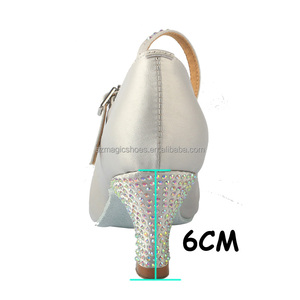 Chaussures de danse fermées personnalisées avec strass Bronze Satin daim <span class=keywords><strong>semelle</strong></span> danse latine chaussures 3 pouces livraison directe - Product Image 6