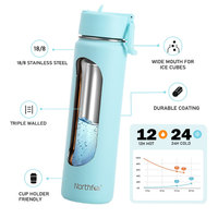 Bouteille d'eau sport isotherme en acier inoxydable à large ouverture 24OZ avec logo personnalisé pour une isolation thermique de 12 à 24 heures, anti-fuite