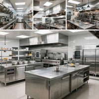Ensemble Complet d'Équipements de Cuisine Professionnelle pour Restaurants de Poulet avec Préparation Culinaire
