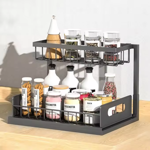 Haushalt Kohlenstoffstahl doppelschichtiges schiebeschublade-Rack für Küchenkorb Organisation Rack - Product Image 5