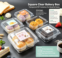 Boîte à dessert jetable en plastique PET transparent, carrée et arrondie, antidérapante et texturée, pour cheesecake basque, vente en gros